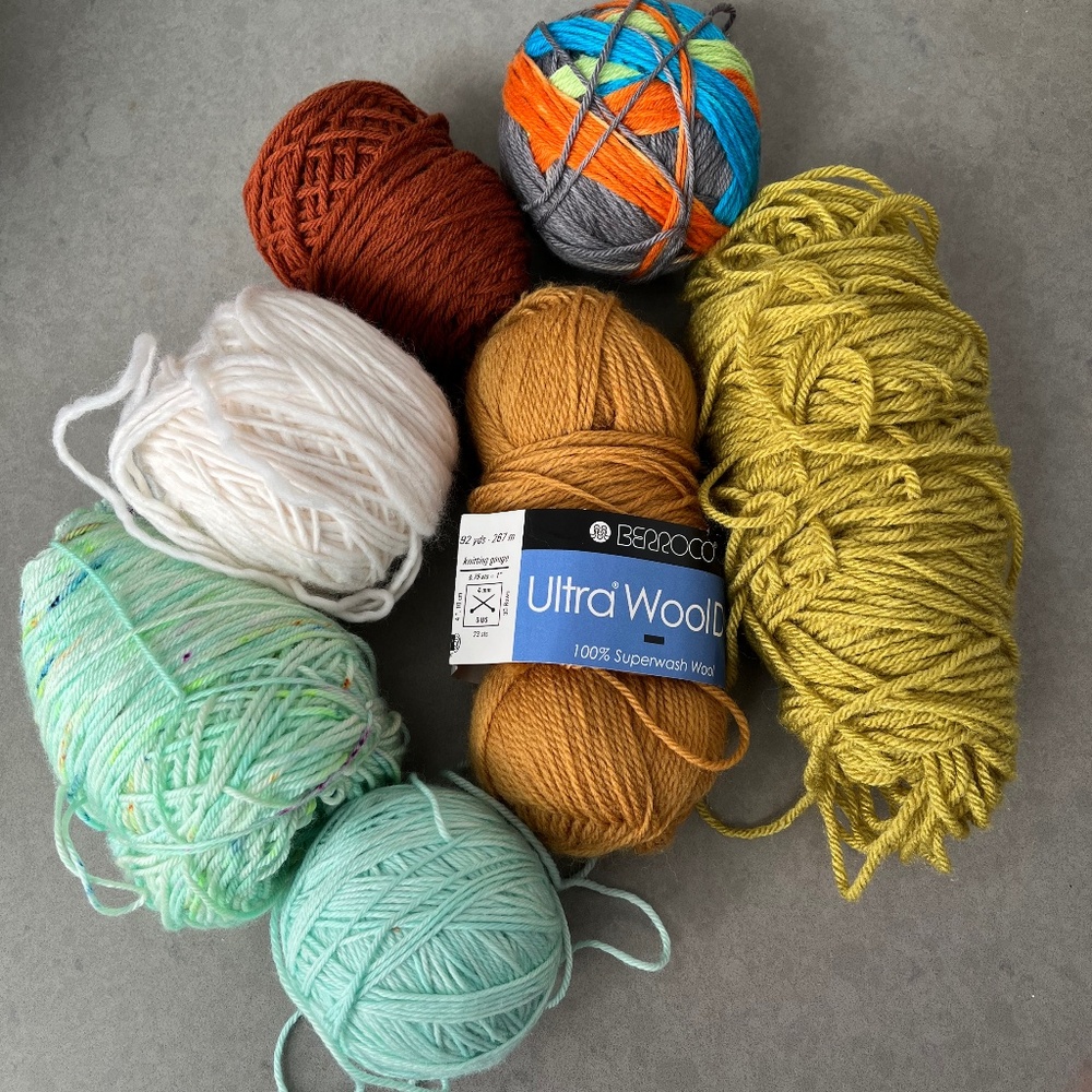 Mixed Lot High-end Yarn variegated brown orange green wool over 1lb berroco